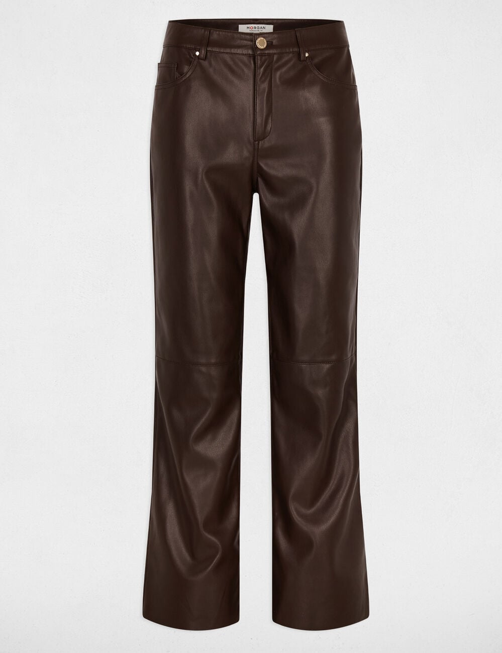 Pantalon bootcut similicuir marron fonc&eacute; femme