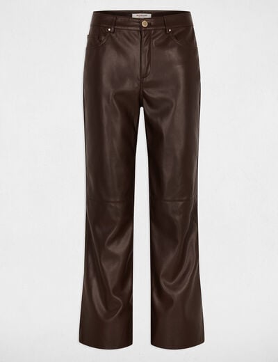 Pantalon bootcut similicuir marron fonc&eacute; femme