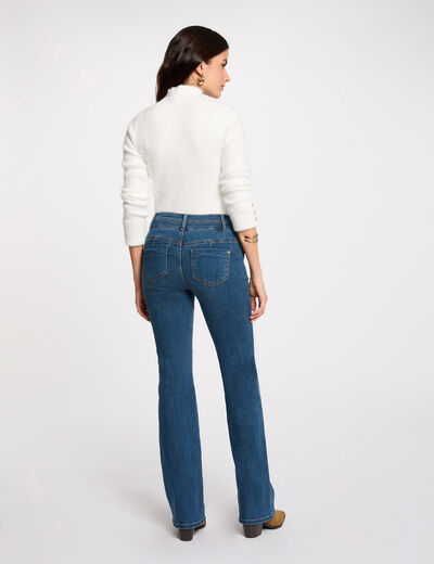 Jeans bootcut poches &agrave; boutons denim stone femme