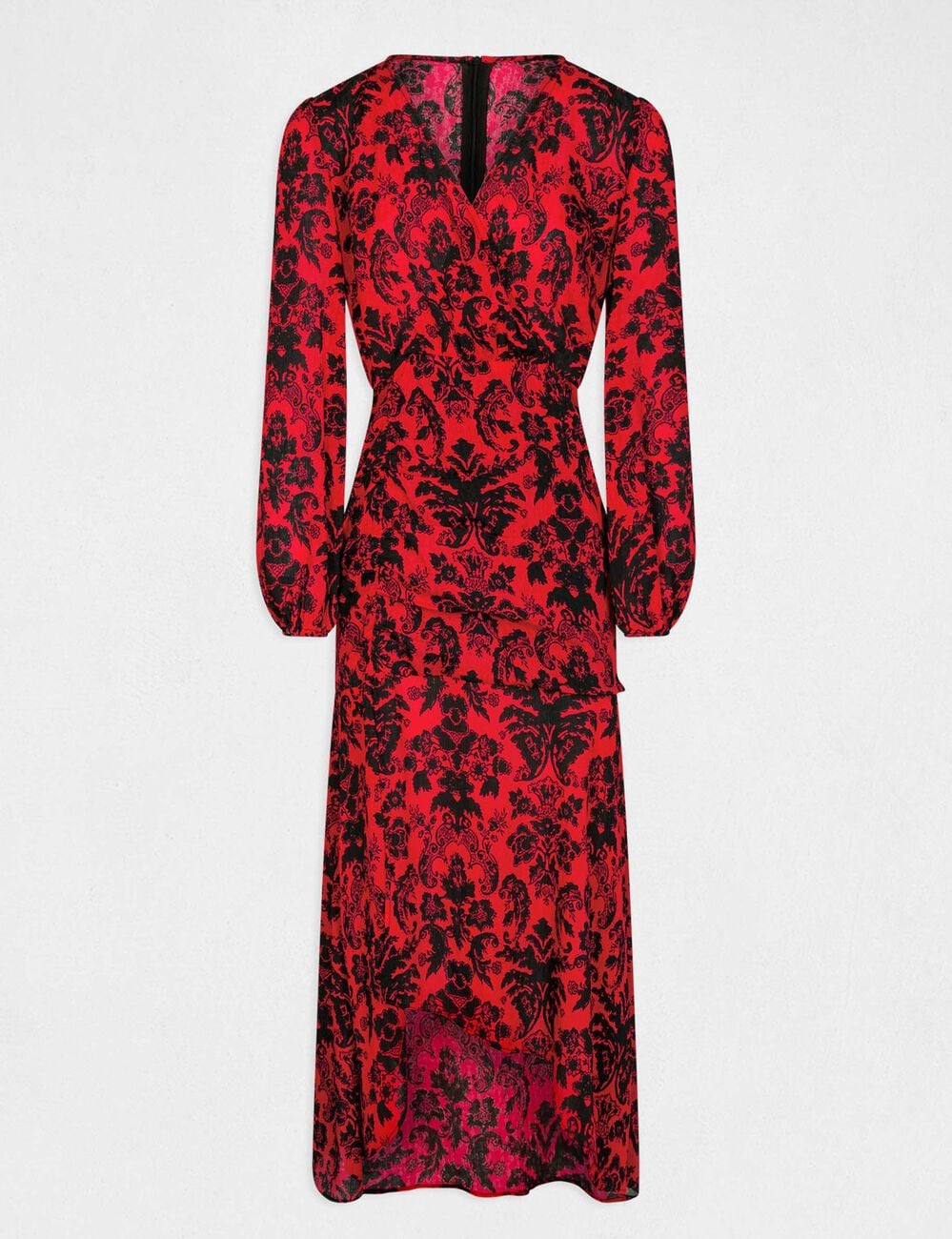 Robe longue cintr&eacute;e imprim&eacute; cachemire multico femme