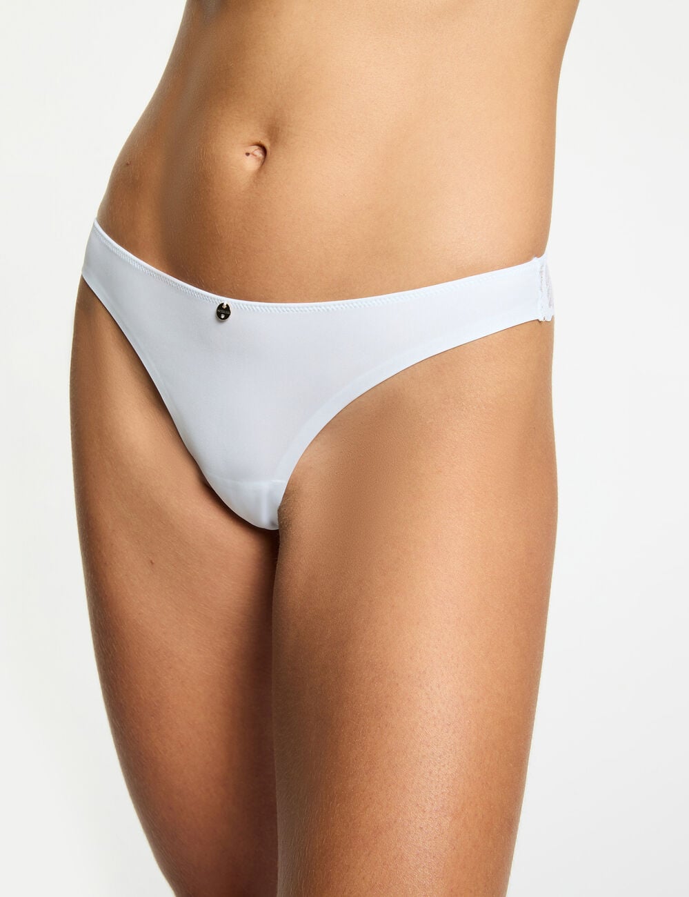 Slip dentelle taille basse blanc femme