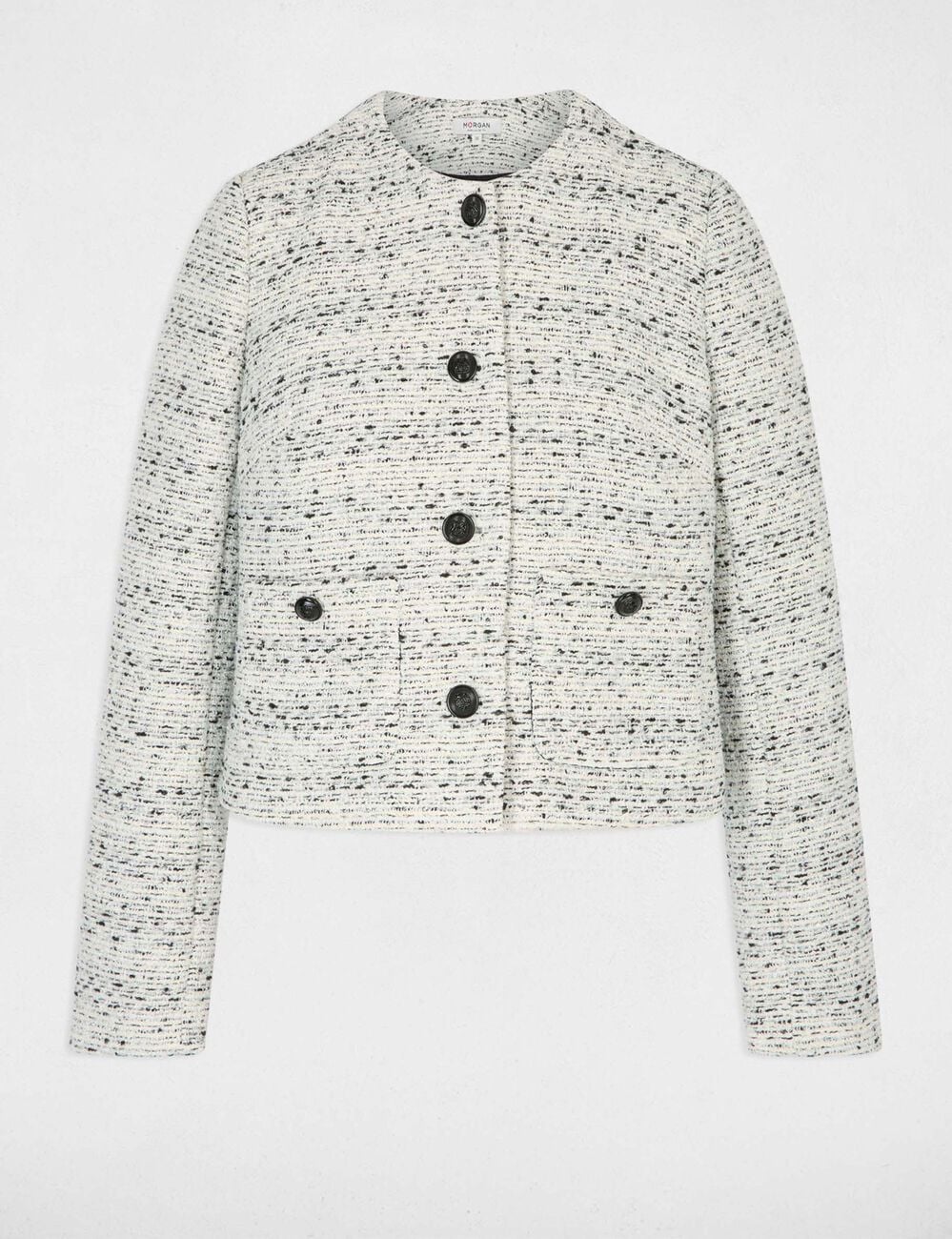 Veste droite col rond ivoire femme