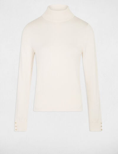 Pull col roul&eacute; ivoire femme