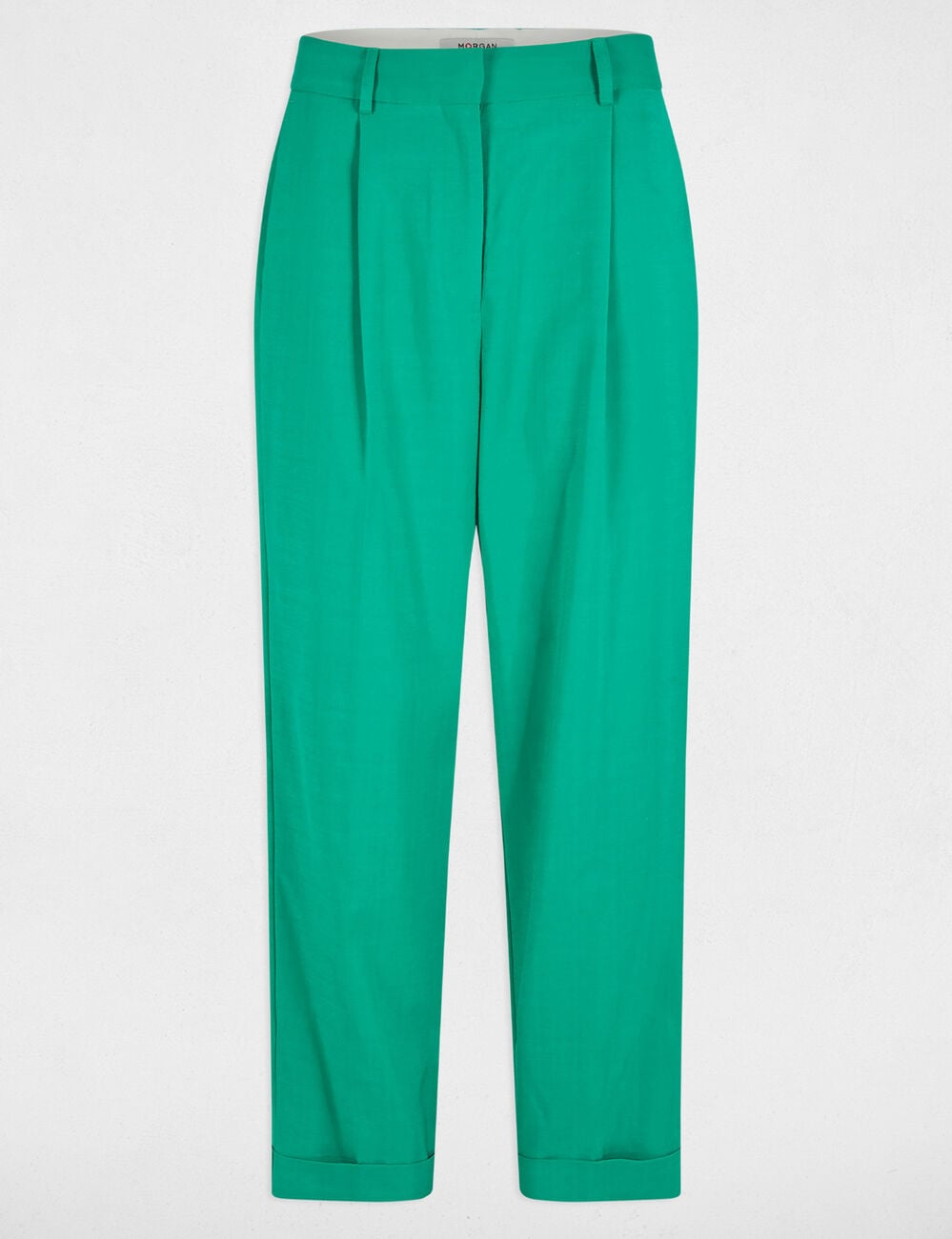 Pantalon droit &agrave; pinces vert &eacute;meraude femme
