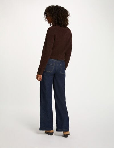 Gilet manches longues marron fonc&eacute; femme