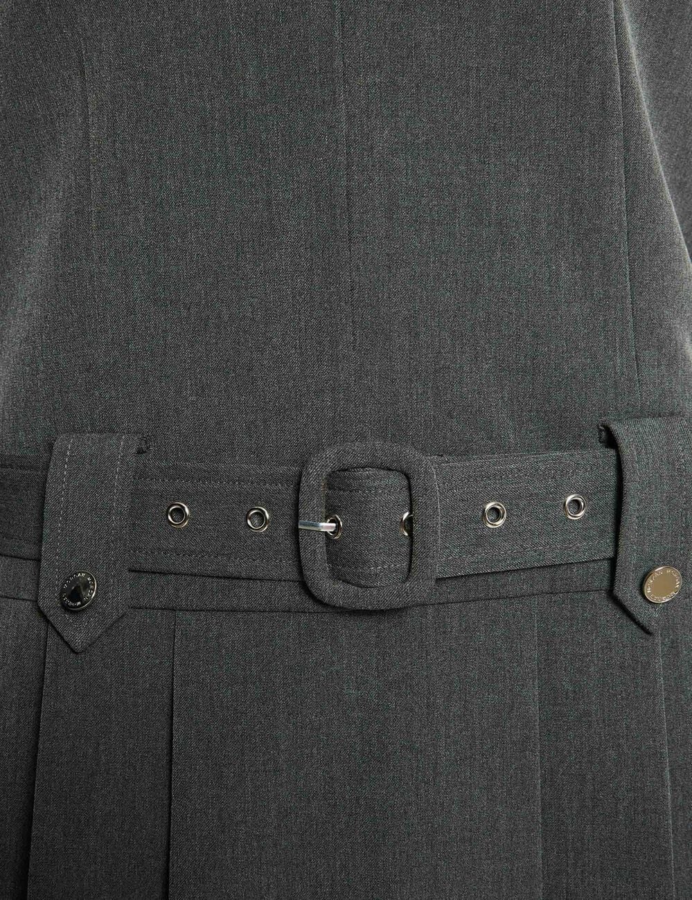 Robe ceintur&eacute;e col v gris moyen femme
