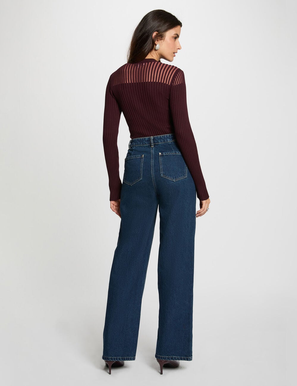 Pull manches longues prune femme