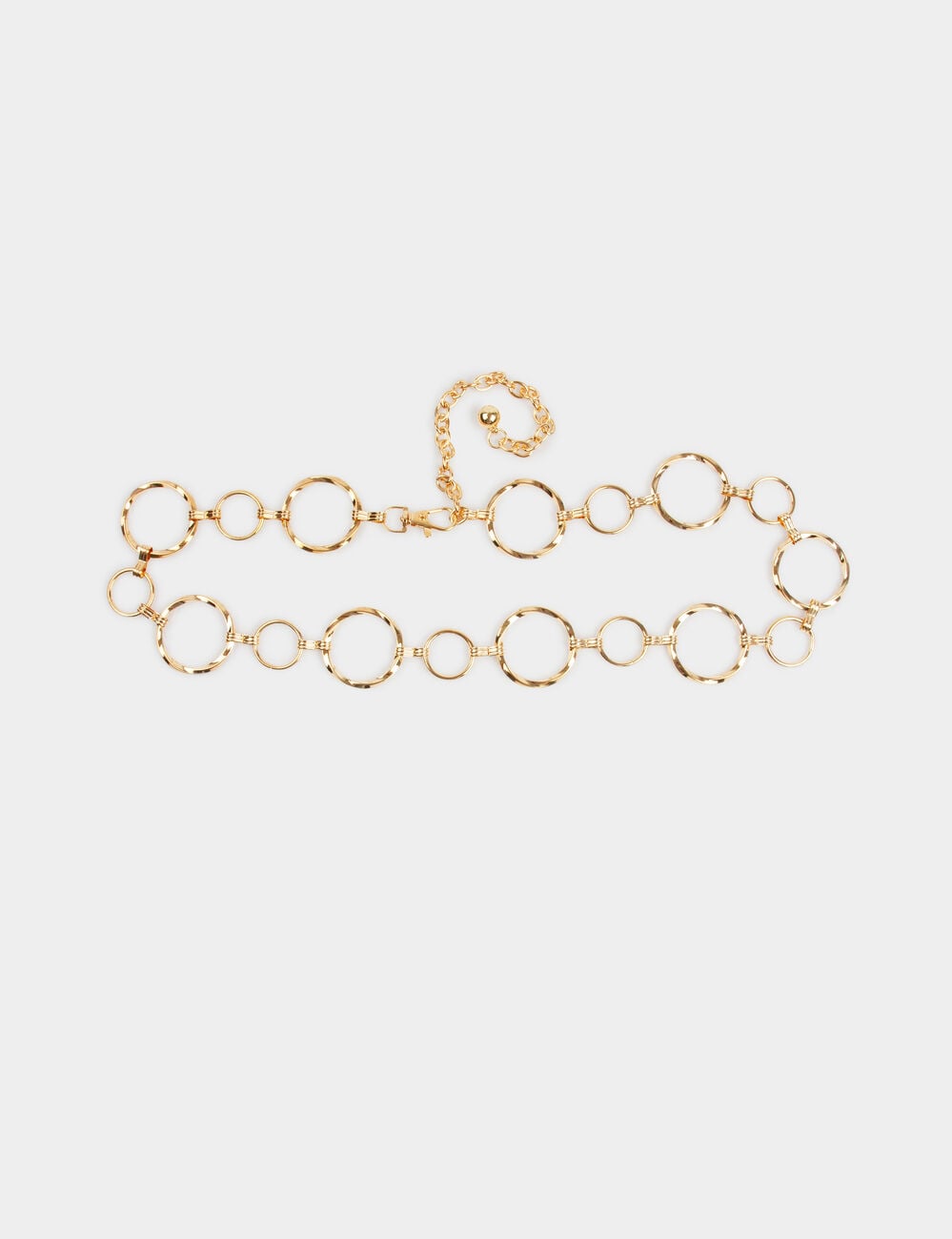 Ceinture anneaux en m&eacute;tal jaune or femme