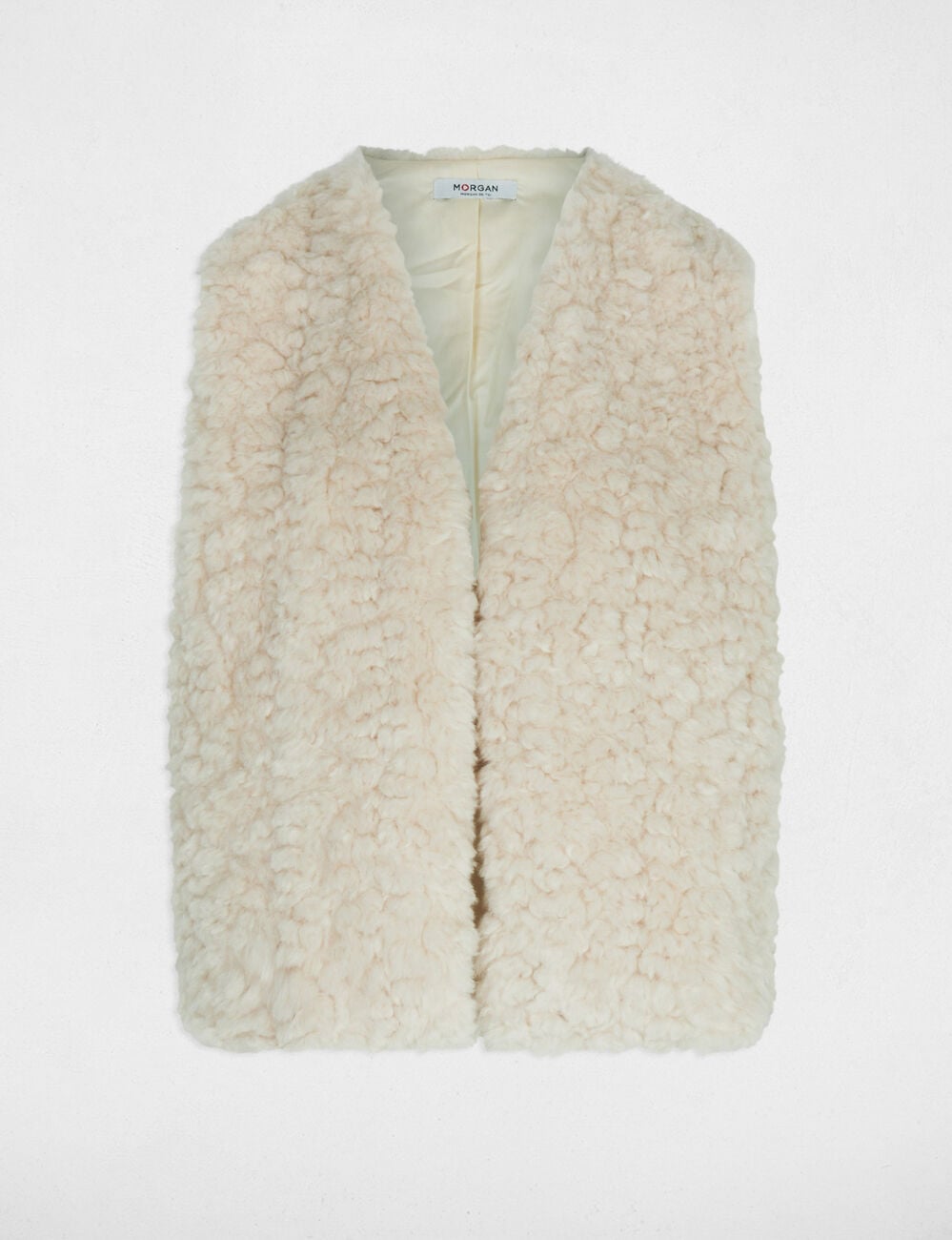 Gilet fausse fourrure ivoire femme