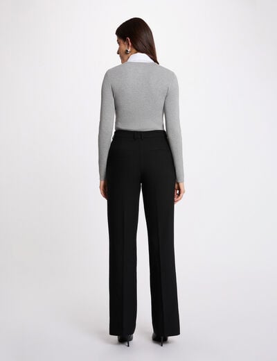 Pull 2-en-1 col &agrave; revers gris clair femme