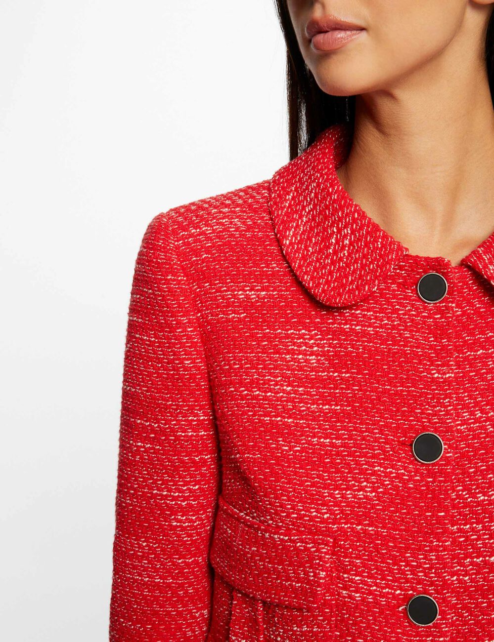 Veste droite boutonn&eacute;e rouge femme