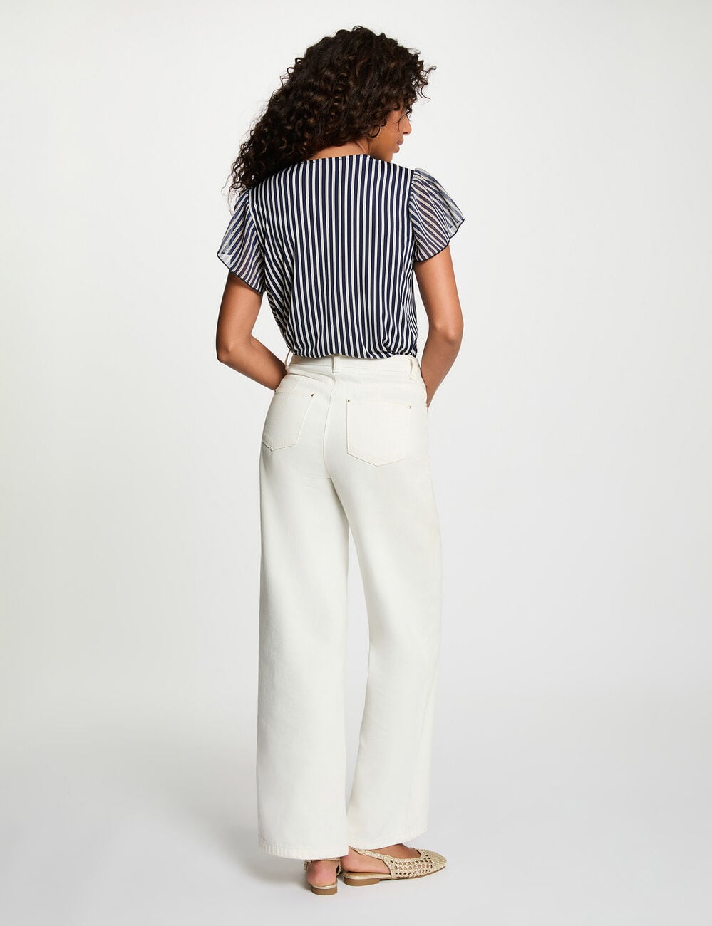 T-shirt col lavalli&egrave;re bleu marine femme