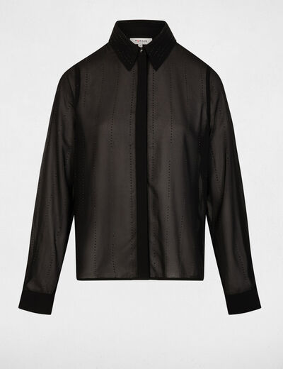 Chemise droite strass noir femme