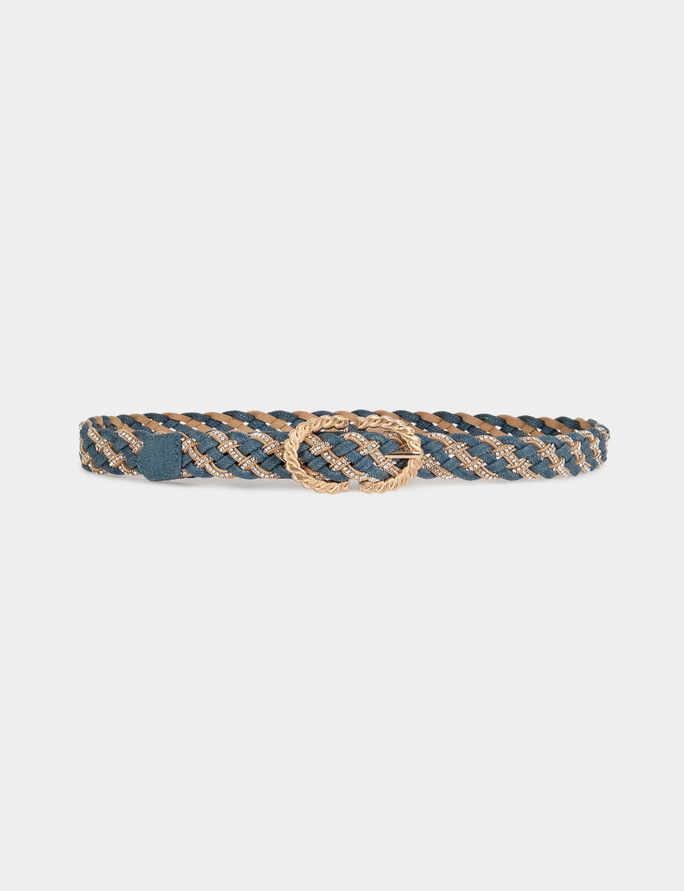 Ceinture en jean tress&eacute;e denim stone femme