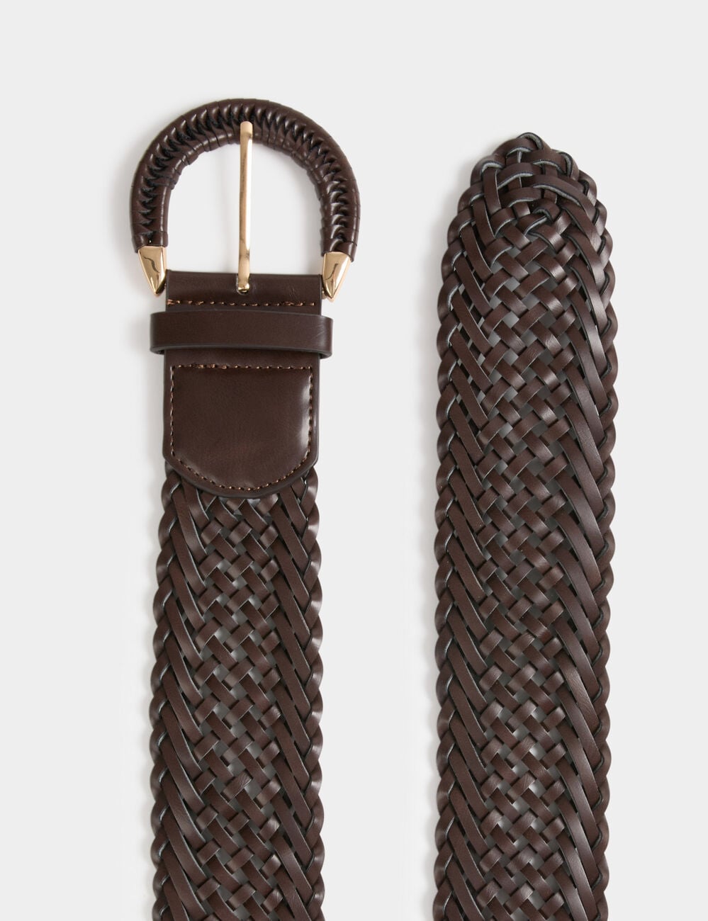 Ceinture large tress&eacute;e marron fonc&eacute; femme