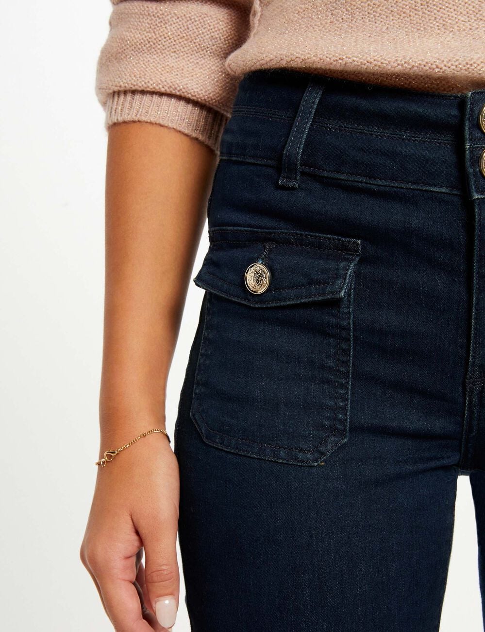 Jeans bootcut taille haute denim brut femme