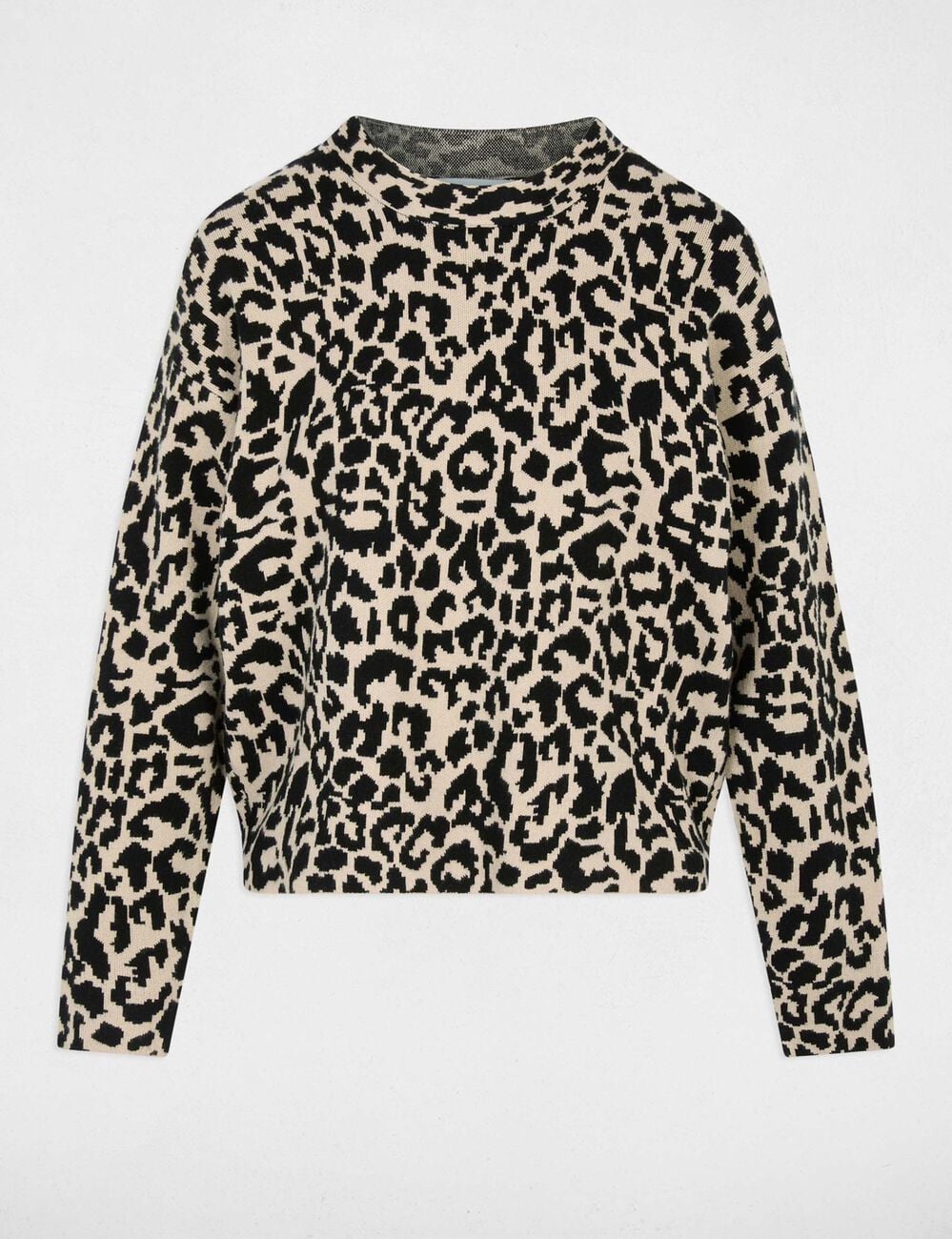 Pull col rond beige femme