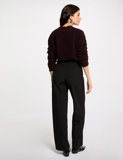Pantalon droit &agrave; pinces noir femme