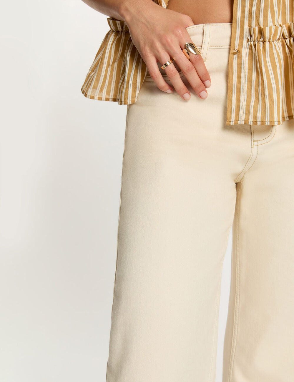 Jean large beige femme