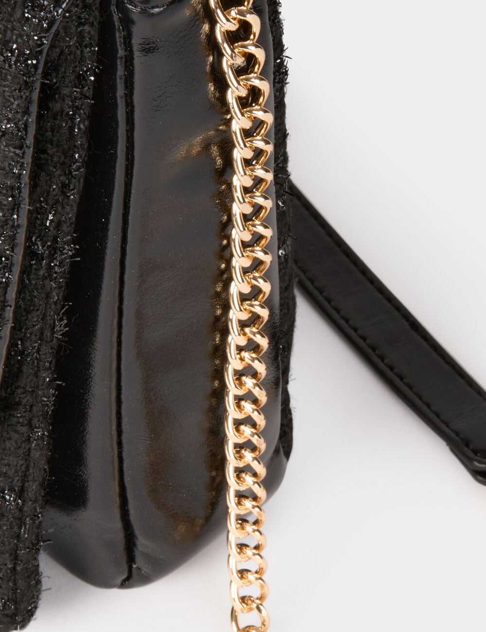 Sac tweed m&eacute;tallis&eacute; noir femme