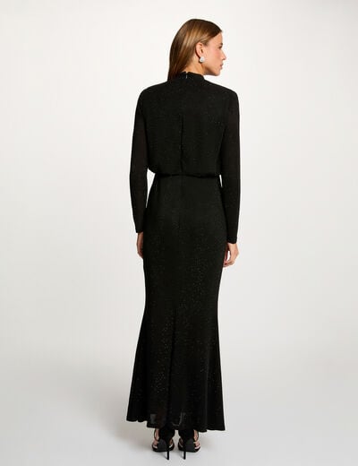 Robe maille brillante noir femme