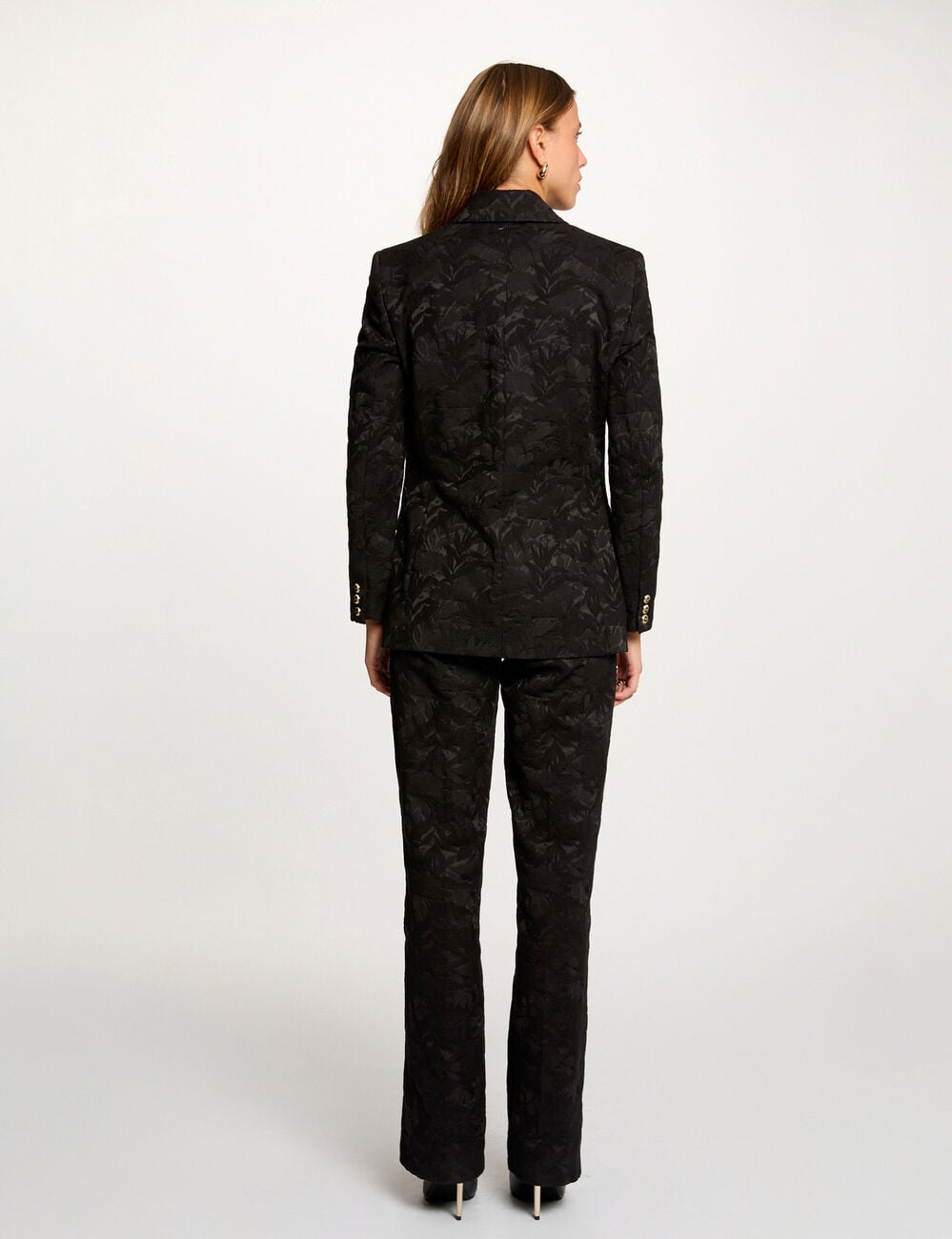 Pantalon slim taille haute noir femme
