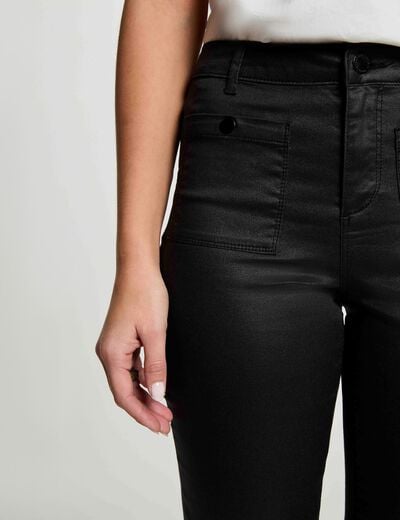 Pantalon bootcut enduit noir femme