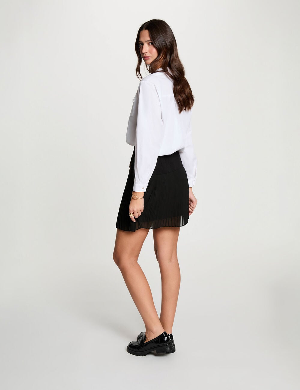 Jupe courte pliss&eacute;e noir femme