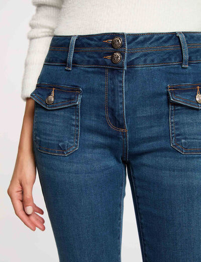 Jeans bootcut poches &agrave; boutons denim stone femme