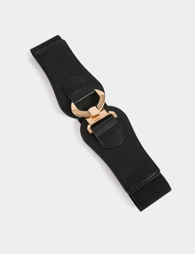 Ceinture large similicuir noir femme