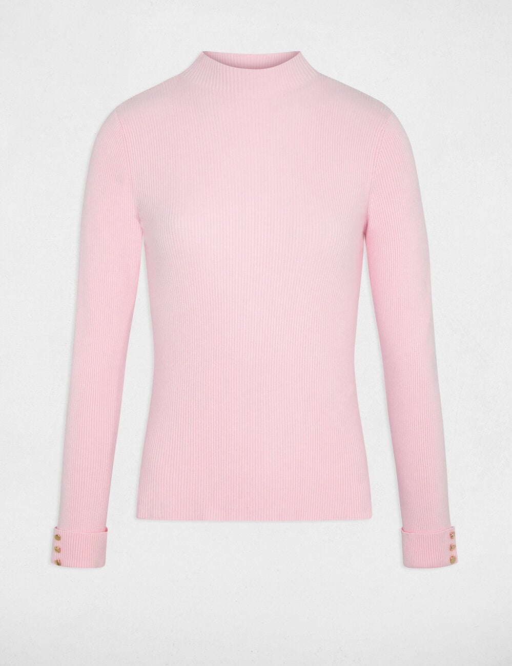 Pull col montant rose pastel femme