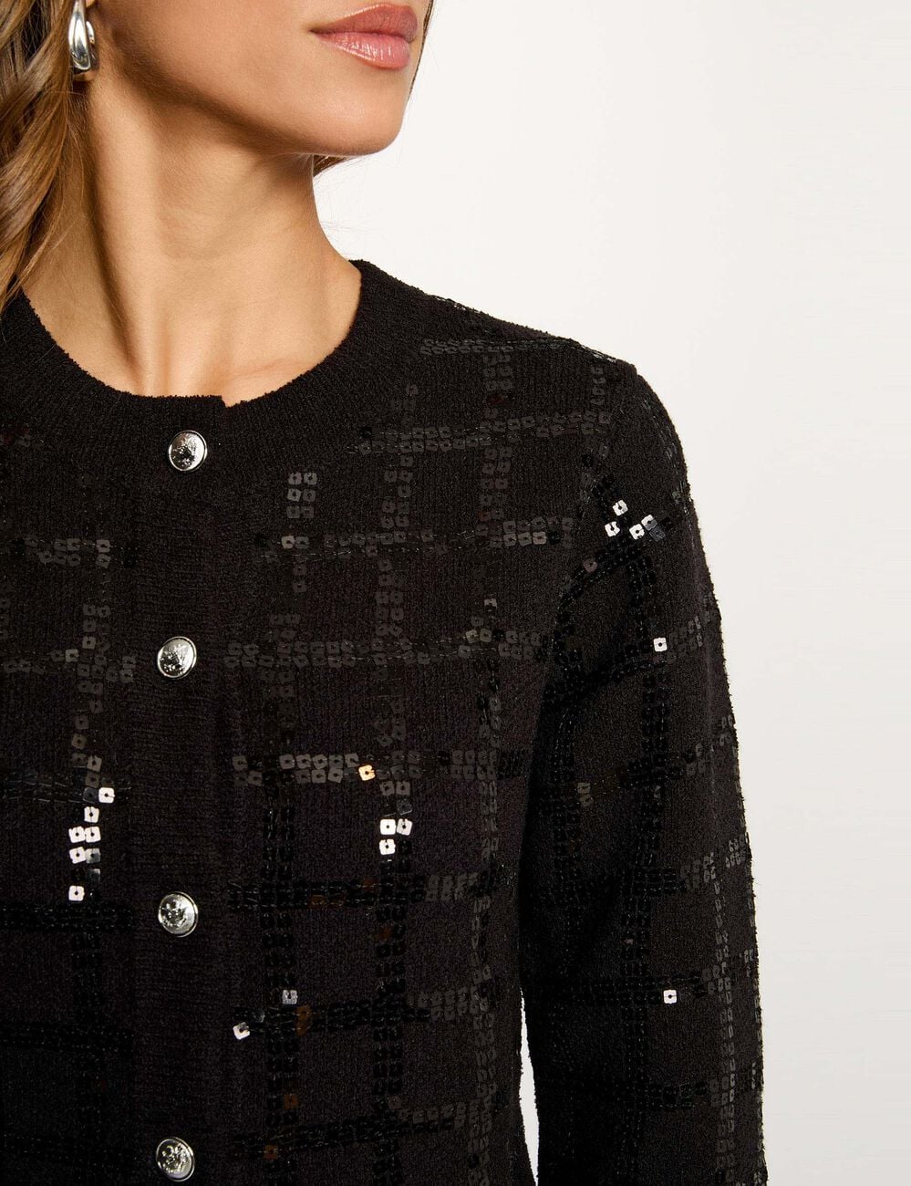 Veste ajust&eacute;e &agrave; sequins noir femme