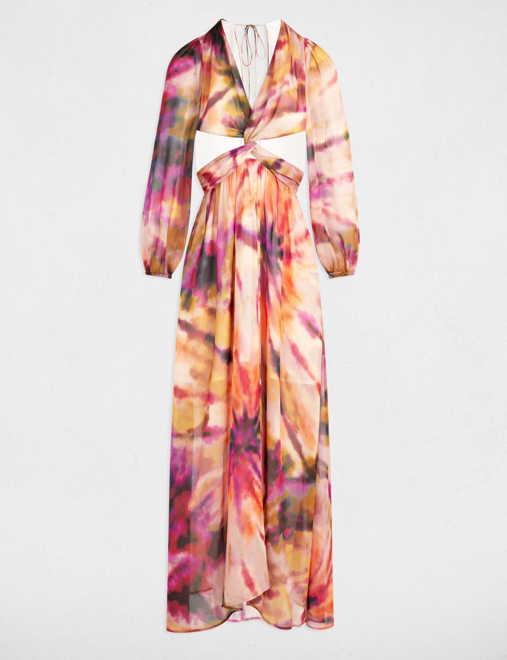 Robe longue droite imprim&eacute;e multicolore femme