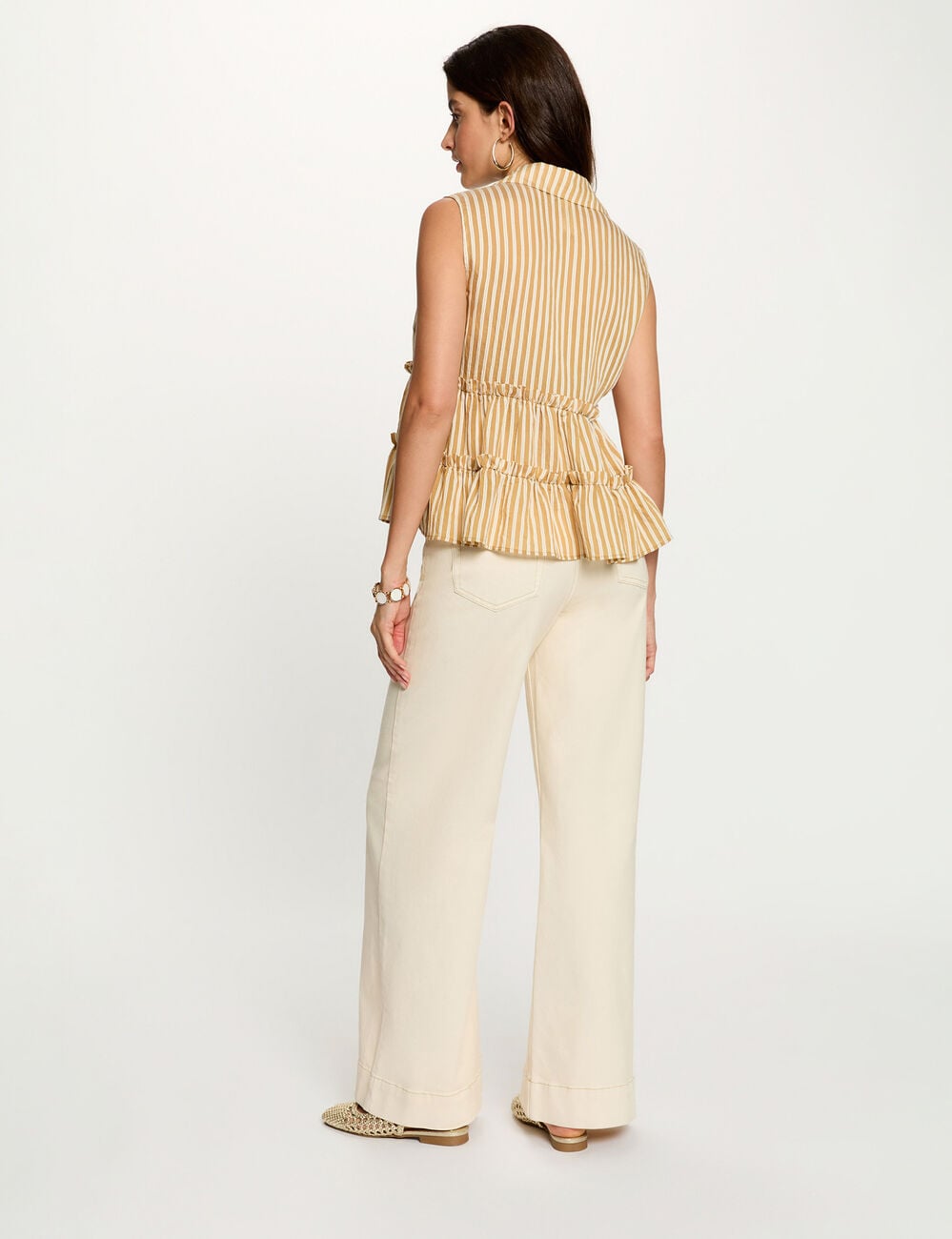 Jean large beige femme