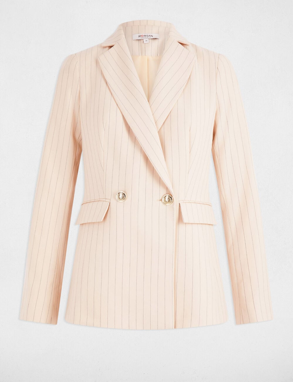 Blazer cintr&eacute; ray&eacute; rose clair femme