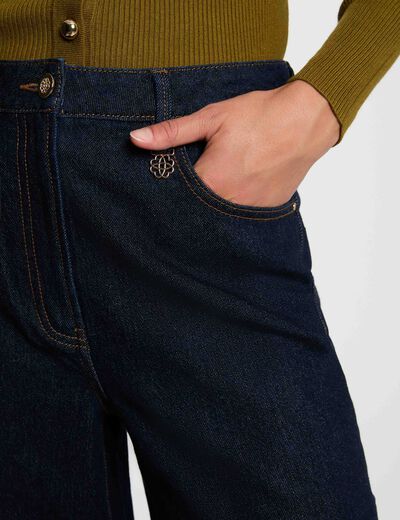 Jean large taille haute bleu femme