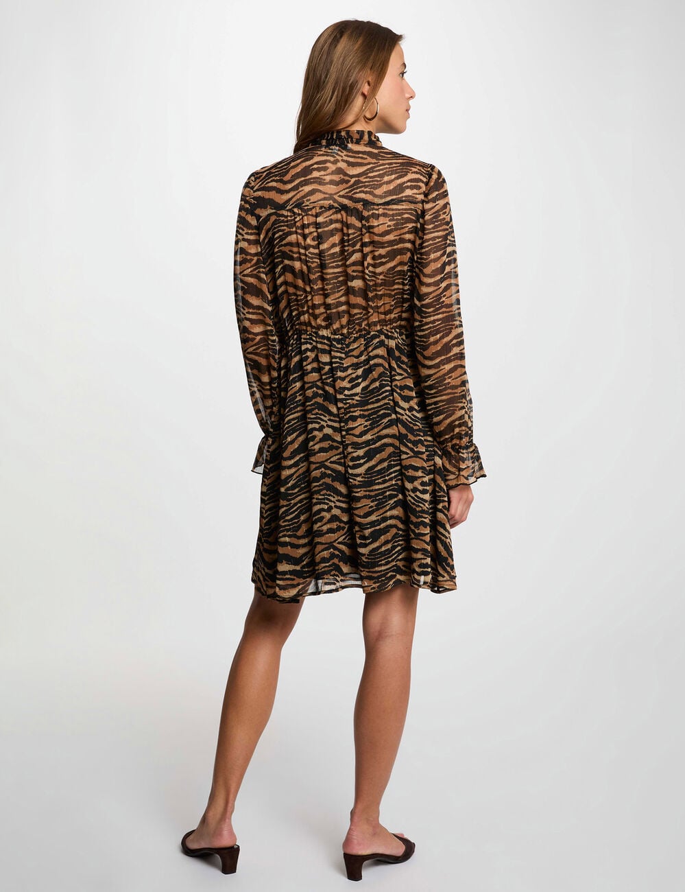 Robe voile col lavalli&egrave;re multicolore femme