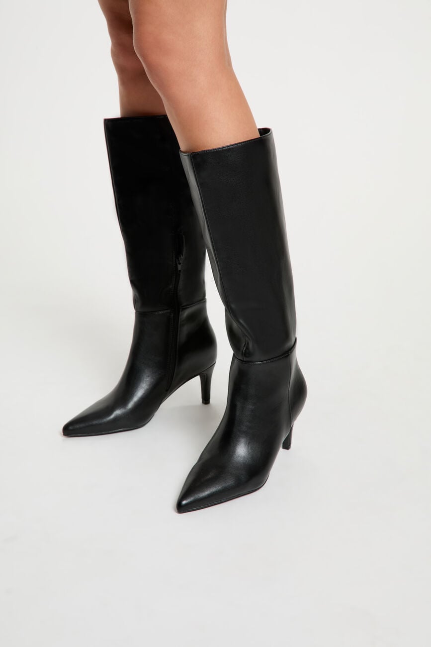 Botte &agrave; talon similicuir noir femme