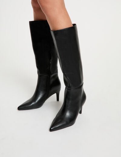 Botte &agrave; talon similicuir noir femme