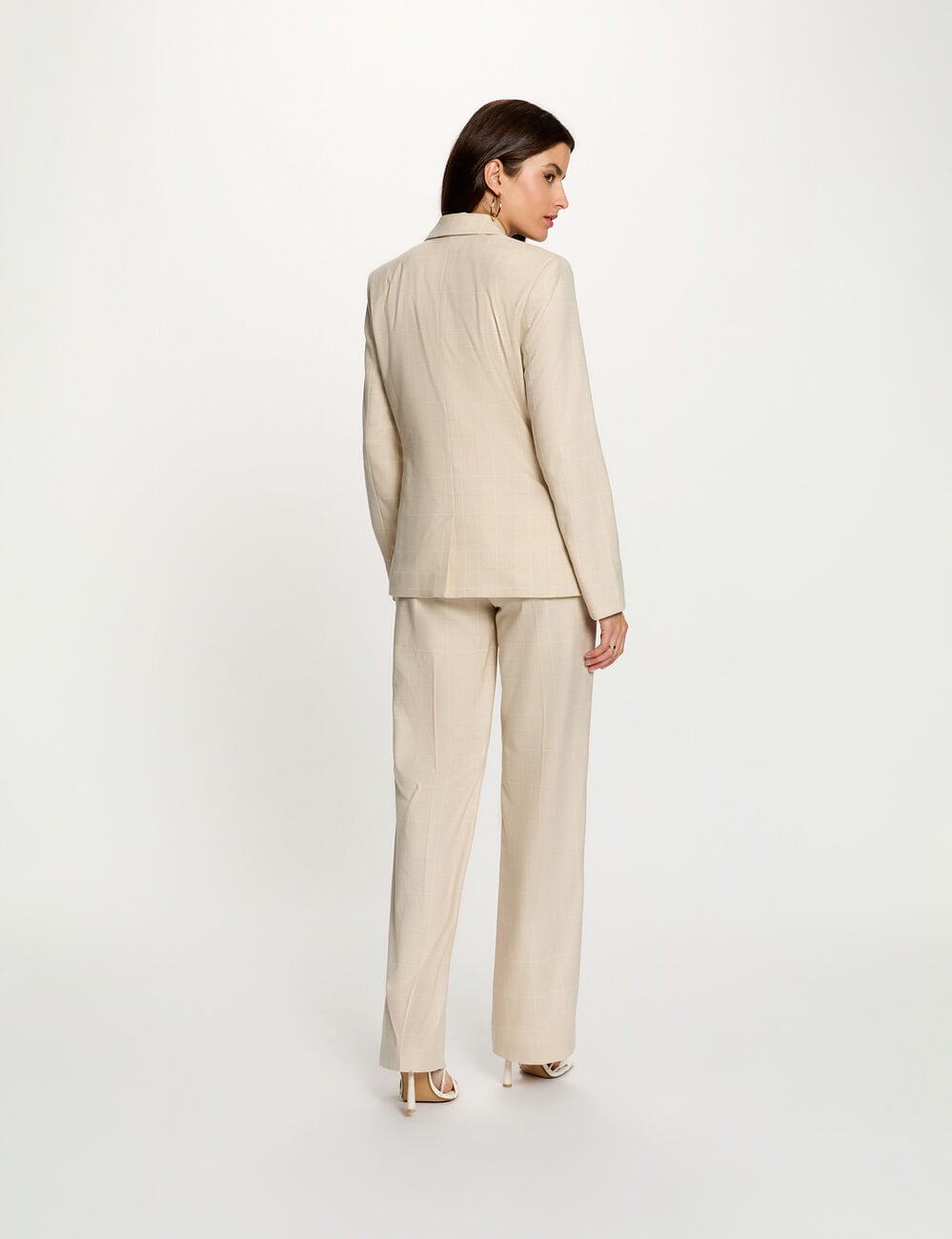 Blazer col tailleur beige femme