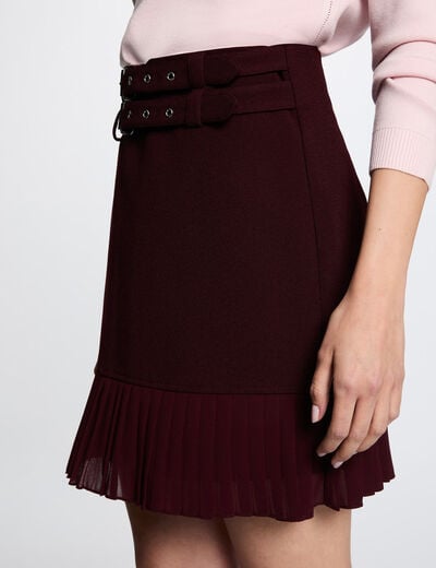 Jupe courte pliss&eacute;e prune femme