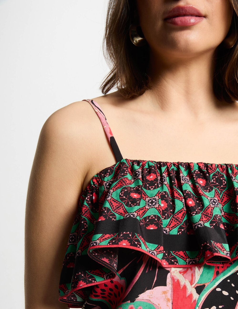 Top imprim&eacute; volants multicolore femme