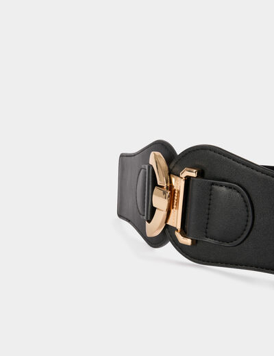 Ceinture large similicuir noir femme