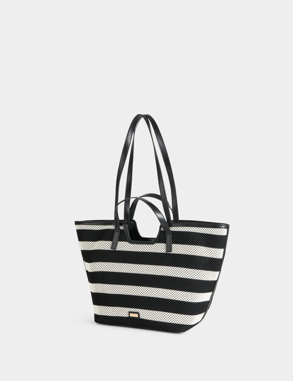 Sac cabas tiss&eacute; blanc femme