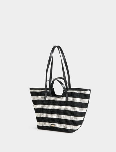 Sac cabas tiss&eacute; blanc femme
