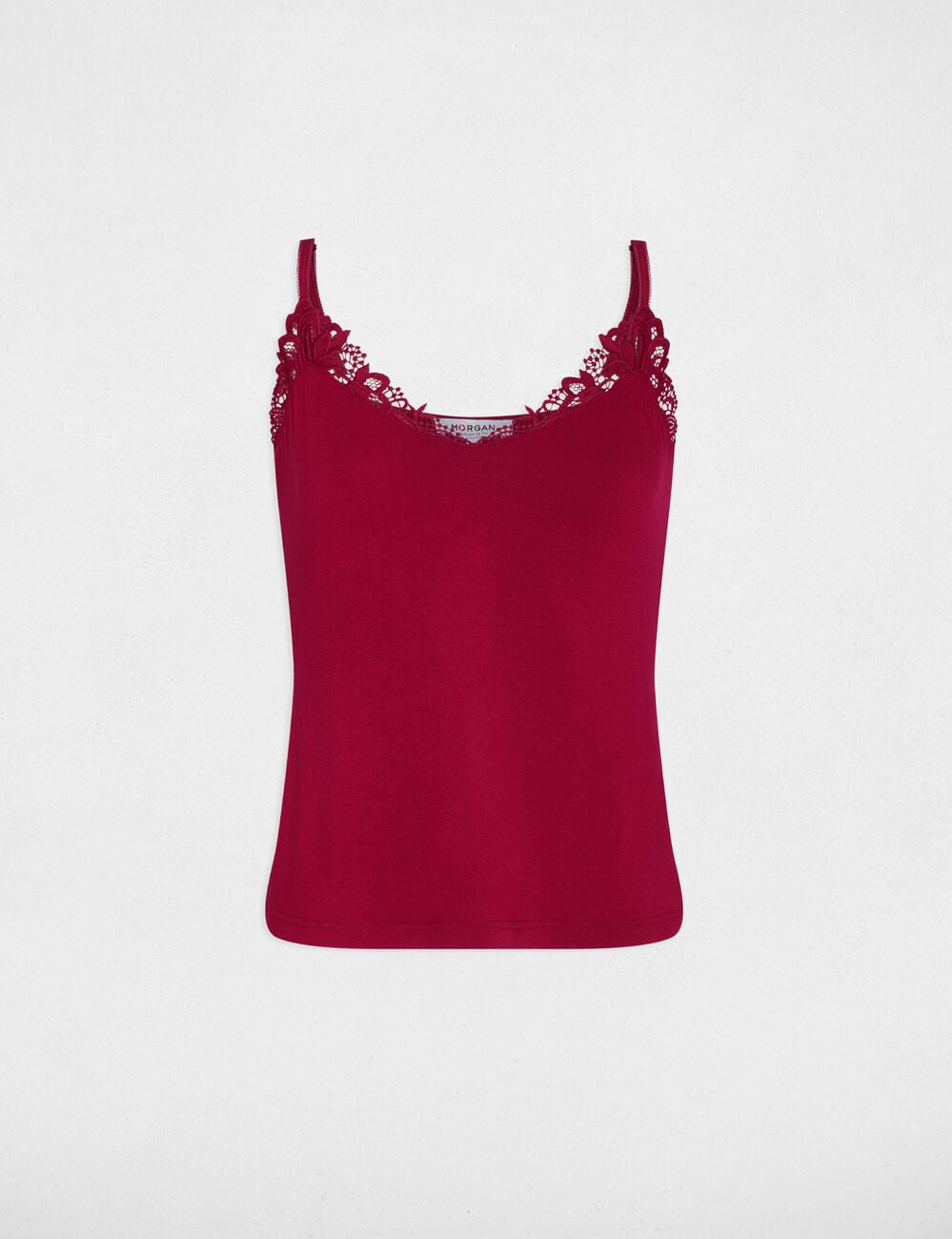 Caraco col v dentelle bordeaux femme