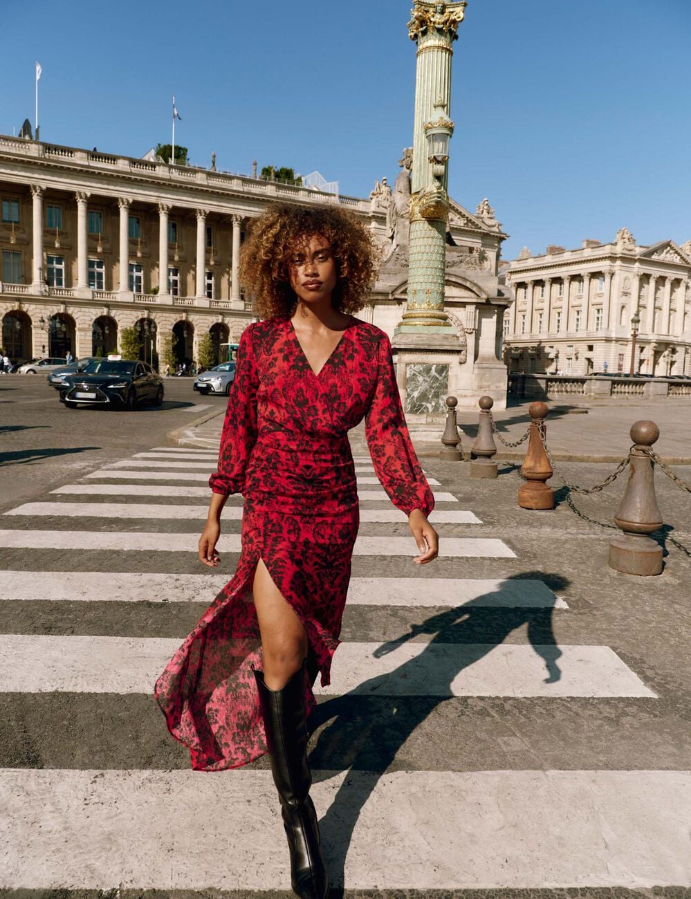 Robe longue cintr&eacute;e imprim&eacute; cachemire multico femme
