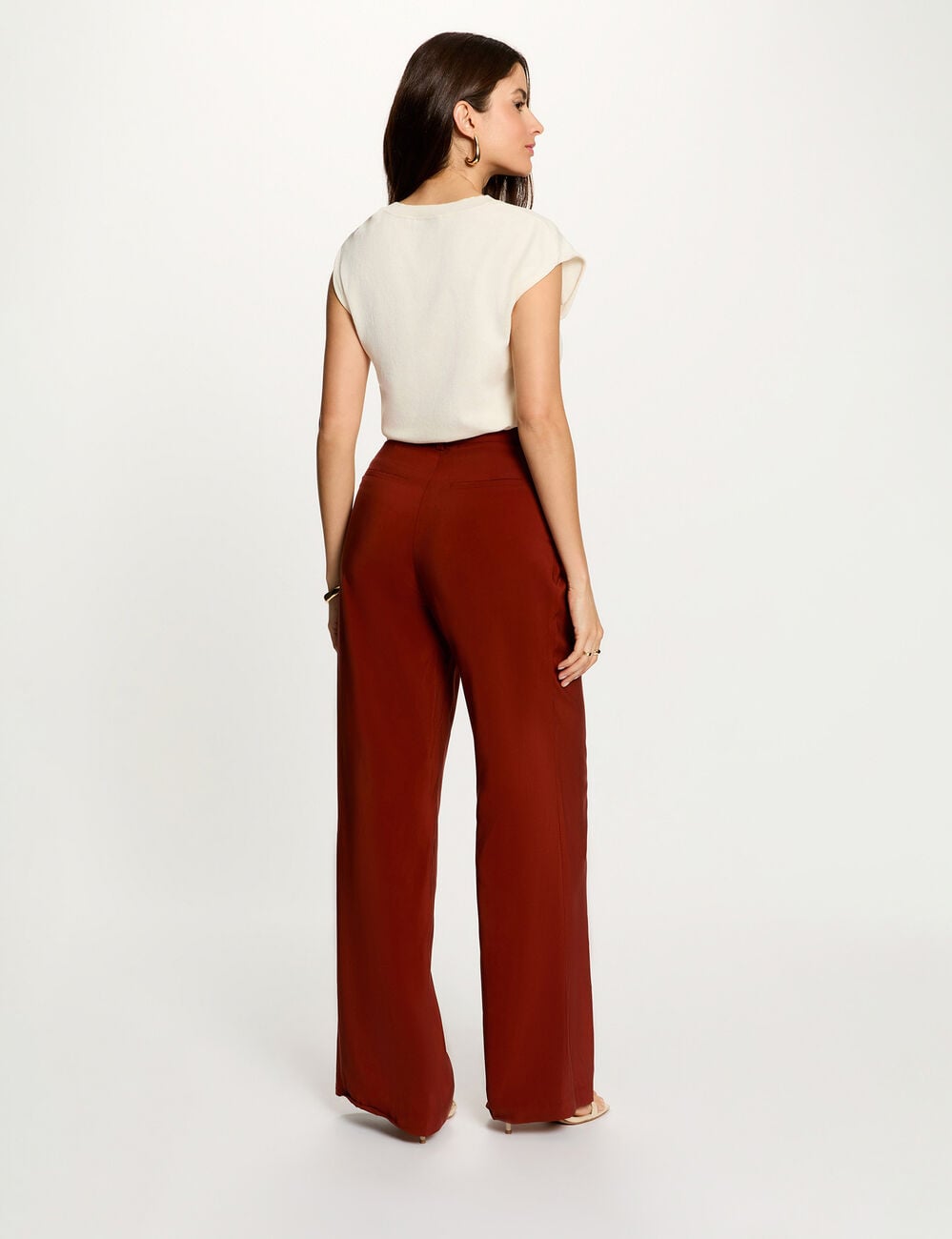 Top asym&eacute;trique sans manches ivoire femme