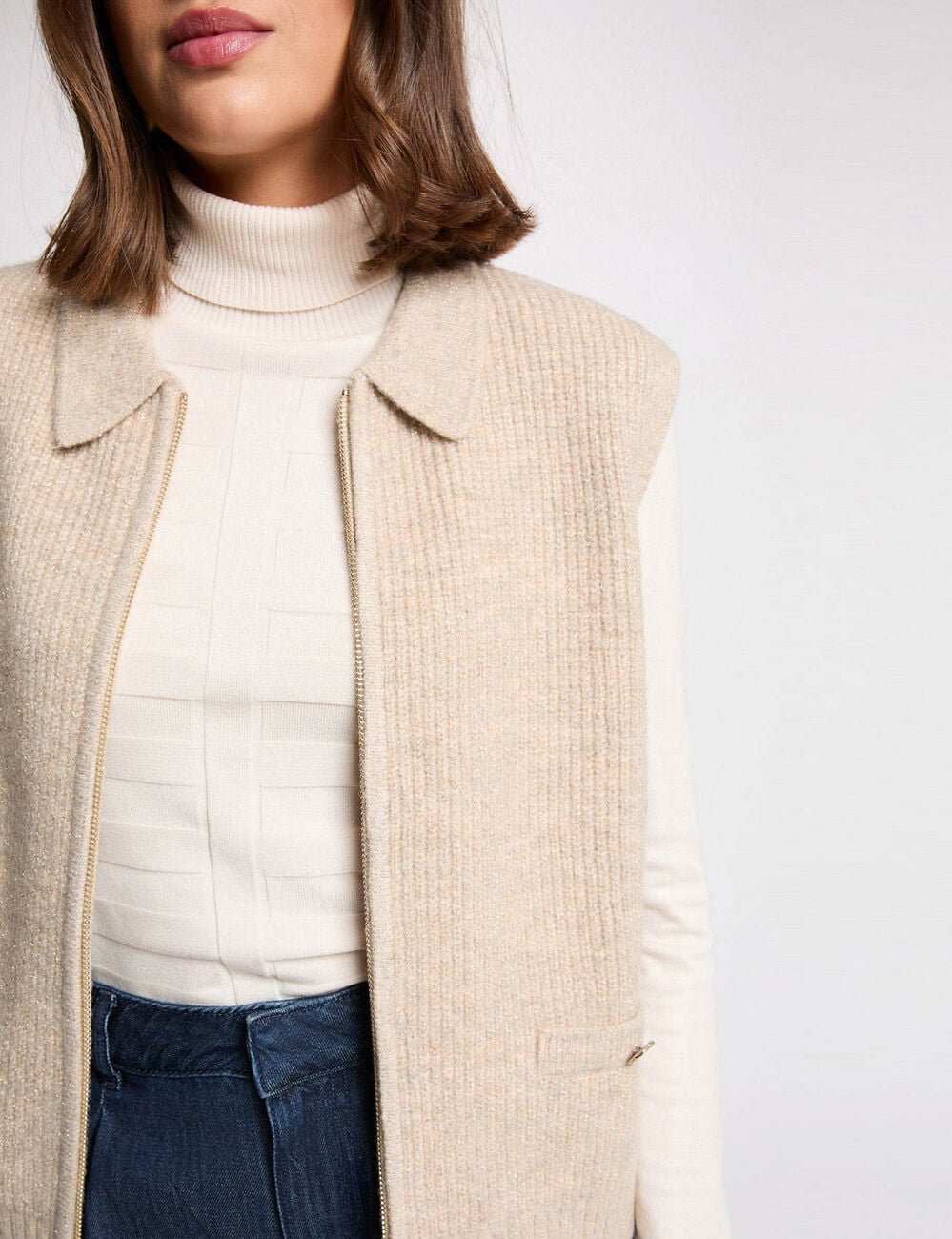 Gilet sans manches creme femme