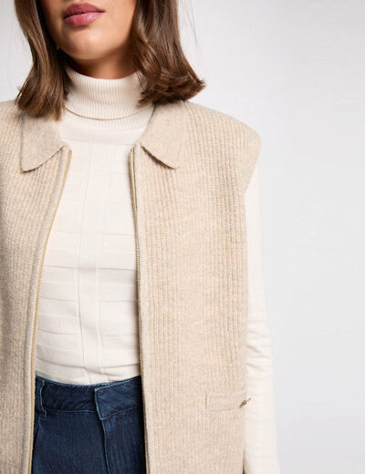 Gilet sans manches creme femme